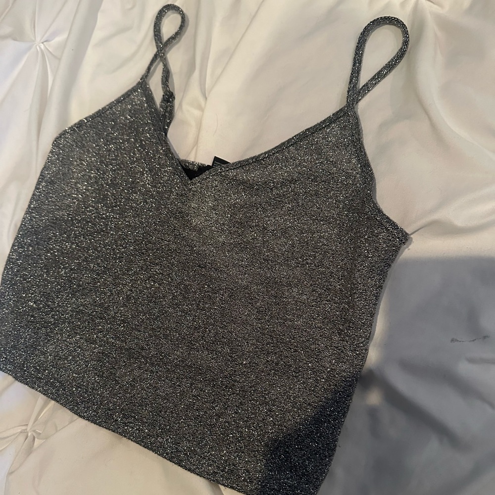 F21 Cropped bedazzled halter top. Brand new…maybe worn once.This is a must have!